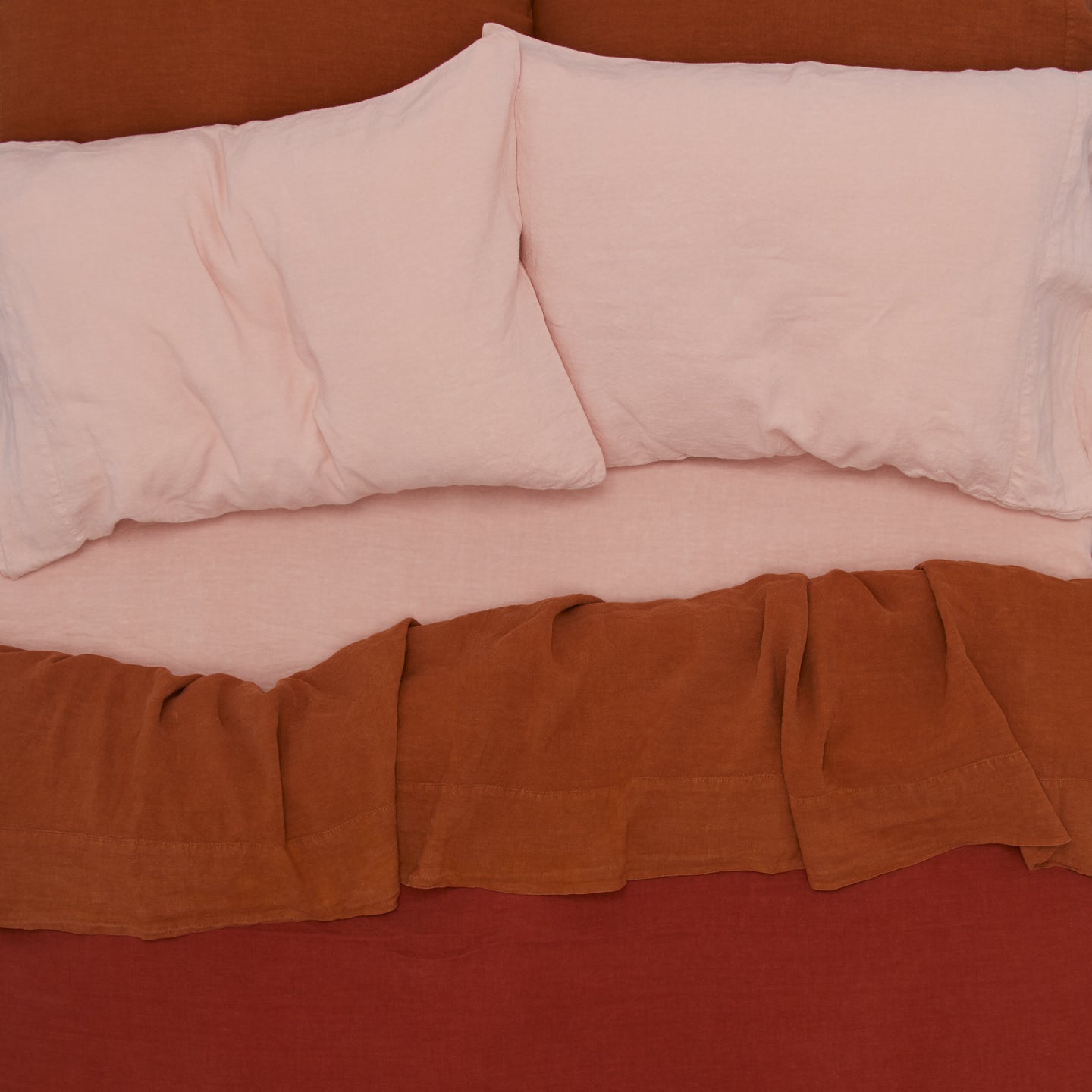 Simple Linen Fitted Sheet - Terracotta