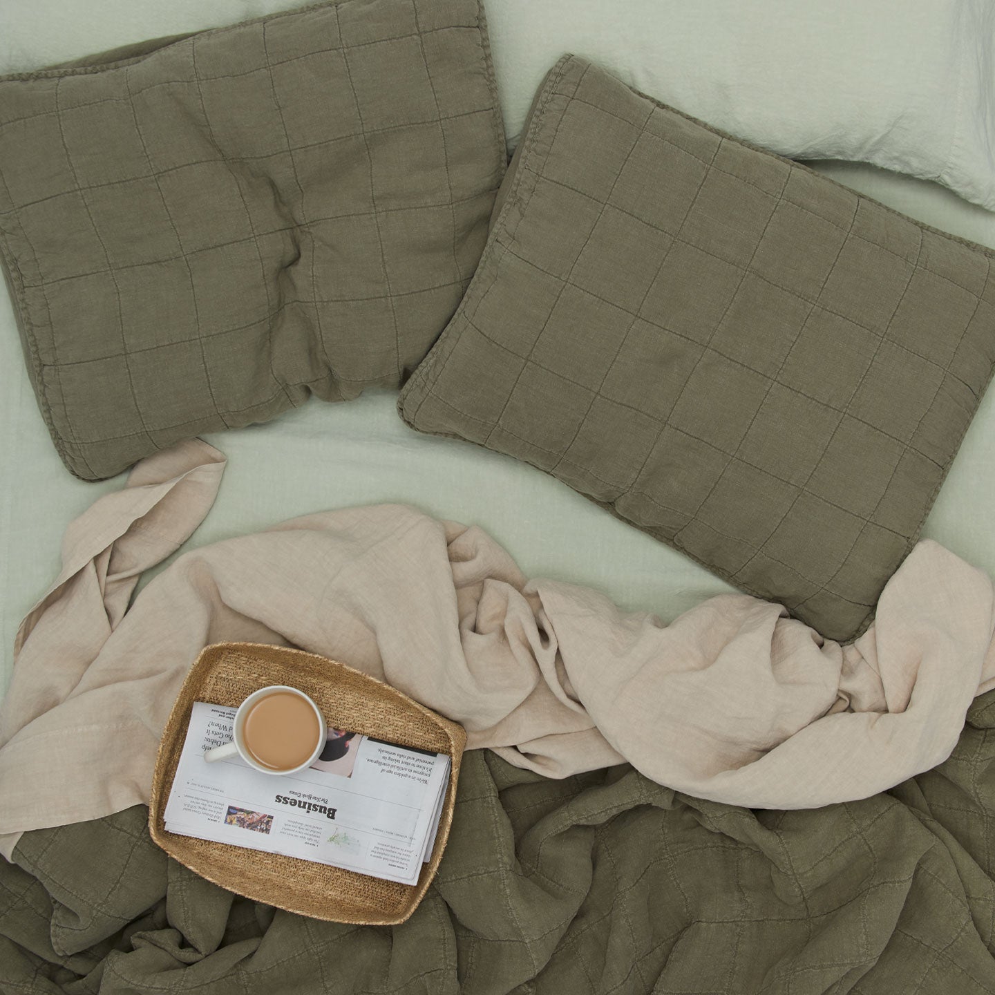 Simple Linen Flat Sheet - Sage