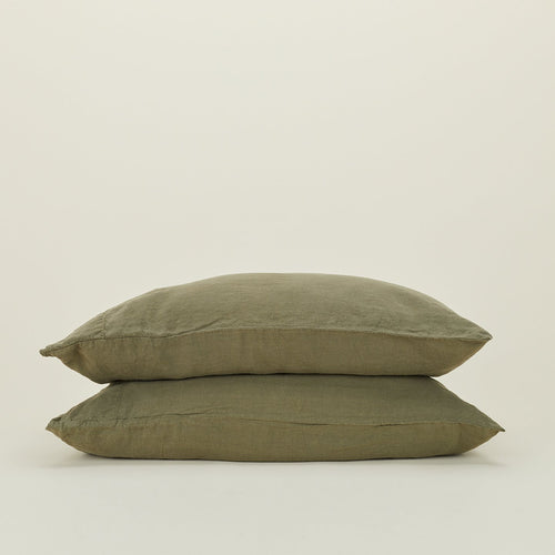 Simple Linen Pillowcases - Olive