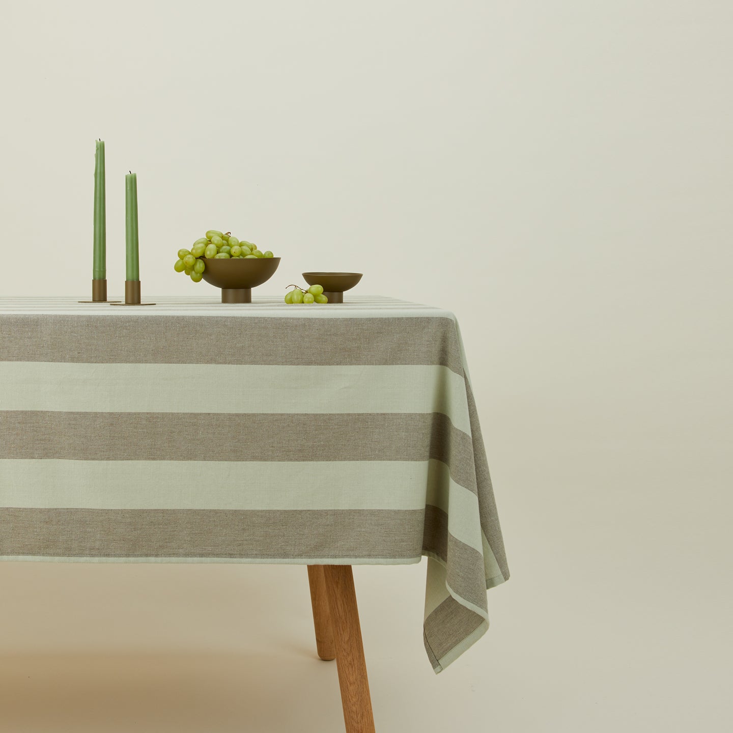 Essential Striped Tablecloth - Olive/Sage